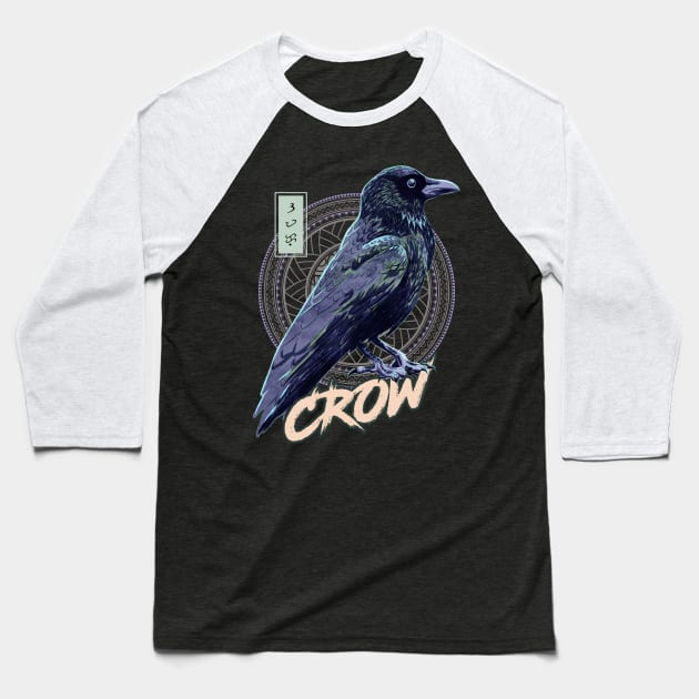 Crow - Black Baseball T-Shirt by Thor Reyes